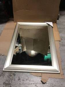 Medium Rectangle Silver Tone Hooks Contemporary Mirror (30 in. H x 42 in. W) Customer Returns Open Box See Pictures