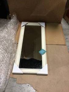 Medium Rectangle White Full-Length Beveled Glass Casual Mirror (36 in. H x 16 in. W) Customer Returns Open Box See Pictures