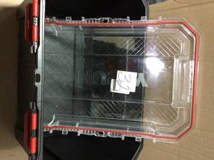 20 Gal. Professional Duty Waterproof Storage Container with Hinged Lid in Black by Husky Customer Returns Open Box See Pictures
