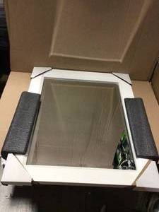 Medium Rectangle Satin White Contemporary Mirror (24 in. H x 20 in. W) Customer Returns Open Box See Pictures