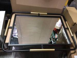 Medium Rectangle Black &amp Gold Modern Accent Mirror (32 in. H x 24 in. W) in good condition