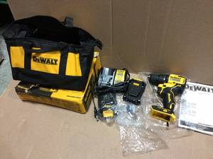 ATOMIC 20-Volt MAX Cordless Brushless Compact 12 in. DrillDriver, (2) 20-Volt 1.3Ah Batteries, Charger &amp Bag by DEWALT Customer Returns Open Box See Pictures