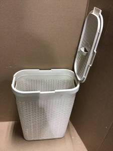 40 Liter Ivory Plastic Laundry Basket Hamper with Cutout Handles&nbsp&nbspCustomer Returns Open Box See Pictures