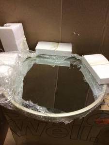 Handle Round Silver Decorative Wall Mirror by Pinnacle&nbsp&nbspCustomer Returns Open Box See Pictures