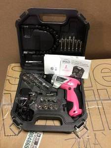 1.4 in. 3.6-Volt Lithium-Ion Rechargeable Electric Screwdriver with 45-Piece Accessory Set in Pink by Apollo&nbsp&nbspCustomer Returns Open Box See Pictures