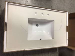 Altair 37 in. W Composite Stone Single Basin Vanity Top in Milano White with White Basin not used