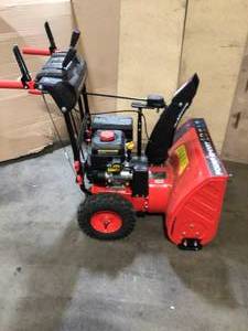 24 in. 212cc 2-Stage Electric Start Gas Snow Blower by PowerSmart in working condition