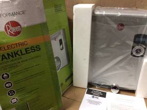 Performance 27 kw Self-Modulating 5.27 GPM Tankless Electric Water Heater by Rheem&nbsp&nbspCustomer Returns Open Box See pictures