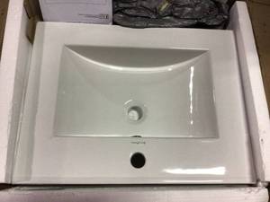 24 in. Ceramic Single Faucet Hole Vanity Top in White with White Basin&nbsp&nbspCustomer Returns Open Box See pictures