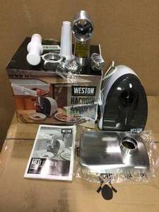 #5 500 W Stainless Steel Electric Meat Grinder with Sausage Stuffing Kit by Weston&nbsp&nbspCustomer Returns Open Box See pictures