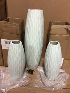 16 in. H Weathered Wood Decorative Vase in Pale Ocean&nbsp&nbspCustomer Returns Open Box See pictures