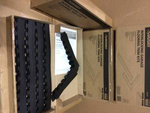 18.4 in. x 18.4 in. Black Commercial PVC Garage Flooring Trim Kit by Husky&nbsp&nbspCustomer Returns Open Box See pictures