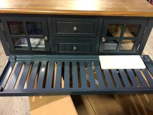 Antique Navy Wood Top Buffet&nbsp&nbspCustomer Returns Open Box See pictures