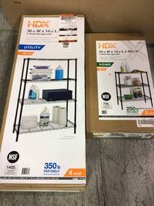 Black 4-Tier Metal Wire Shelving Unit (36 in. W x 54 in. H x 14 in. D) by HDX&nbsp&nbspCustomer Returns Open Box See pictures