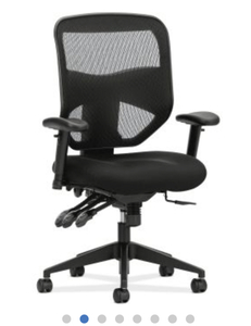 HON Prominent Mesh High-Back Task Chair  Asynchronous Control, Seat Glide  2-Way Arms  Black Leather