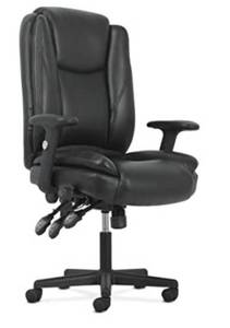 Sadie High-Back Task Chair, Height Adjustable Arms, Height Adjustable Back, Black Leather