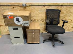 Lot of salvage office supplies.