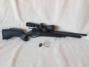 lot 50 image: High Powered Gamo DynaMax Multishot 22 Caliber Air Rifle with Scope, Pump and Case (NOT A TOY)