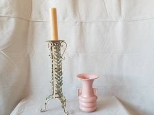 lot 39 image: Vintage Candle Holder and Art Deco Vase