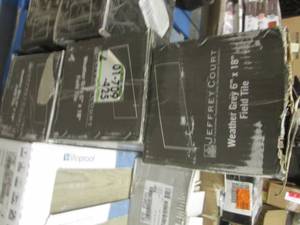 lot 396 image: 3 cases of weathered grey 6x18 fiel...