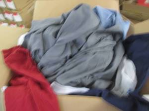 lot 68 image: box of curtains and sheets, blanket...