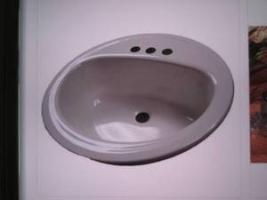 lot 190 image: laurel round white drop in bathroom...