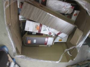 lot 304 image: gaylord of shelving about half full...