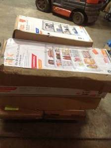 Pallet with assorted storage shelves customer returns see pictures