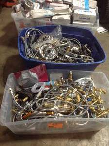 Lot of assorted faucet parts amd plumbing items used customer returns see pictures