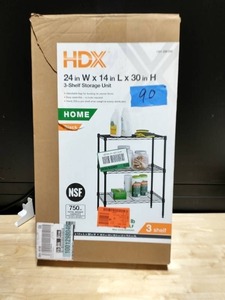 HDX Black 3-Tier Metal Wire Shelving Unit (24 in. W x 30 in. H x 14 in. D)