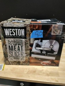 WESTON Realtree Edge 200-Watt Silver Meat Slicer with Camouflage Storage Cover
