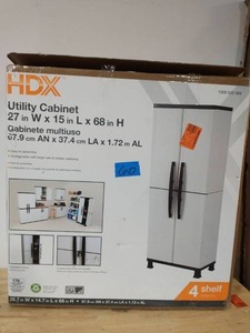 HDX 27 in. W 4 Shelf Plastic Multi-Purpose Cabinet in Gray