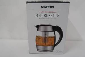 Chefman Electric Glass LED Indicator Lights, 360 deg Swivel Base, BPA Free, Stainless Steel, 1.8 Liters, Kettle