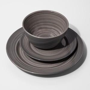 12pc Stoneware Brushstrokes Dinnerware Set Gray - Threshold