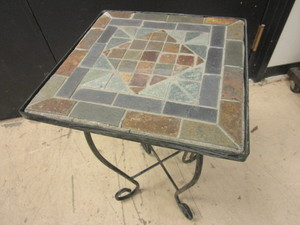PATIO ACCENT TABLE, WITH MOSAIC STONE TOP