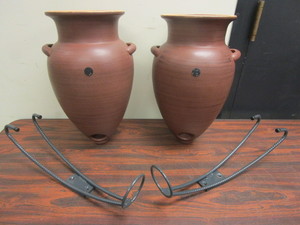 ITALIAN-STYLE CLAY WINEOLIVE VESSELS, WITH WALL HANGERS