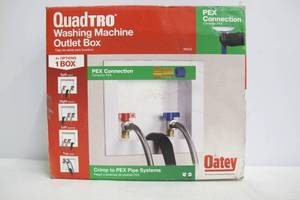 lot 312 image: Oatey Quadtro 12 in. x 12 in. PEX Compatible Washing Machine Outlet Box with 14 Turn Valves