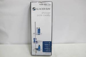 lot 319 image: Glacier Bay Tension Pole Shower Caddy in Satin Chrome with 3-Shelves