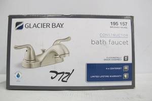 lot 322 image: Glacier Bay Constructor 4 in. Centerset 2-Handle Low-Arc Bathroom Faucet in Brushed Nickel