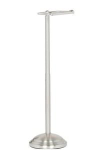 lot 301 image: Delta Greenwich Telescoping Pivoting Free-Standing Toilet Paper Holder in SpotShield Brushed Nickel