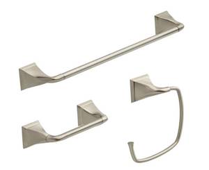 lot 300 image: Delta Everly 3-Piece Bath Hardware Set with Towel RingToilet Paper Holder and 24 in. Towel Bar in Brushed Nickel