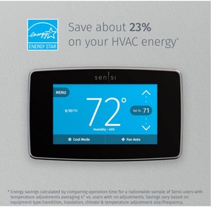 lot 348 image: Emerson Sensi Touch Wi-Fi Smart Thermostat with Touchscreen Color Display, C-Wire Required