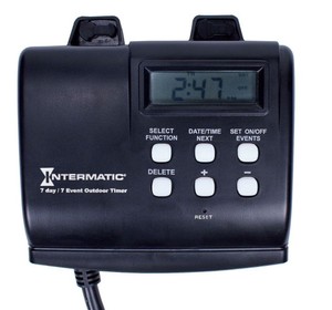 lot 350 image: Intermatic 15 Amp 7-Day Outdoor Digital Plug-In Timer - Black