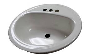 lot 351 image: Bootz Industries Laurel Round Drop-In Bathroom Sink in White