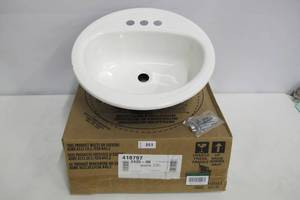 lot 401 image: Bootz Industries Laurel Round Drop-In Bathroom Sink in White