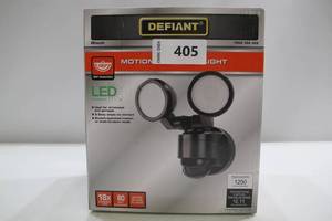 lot 405 image: Defiant Lighting 180° Black Motion Activated Outdoor Integrated LED Twin Head Flood Light