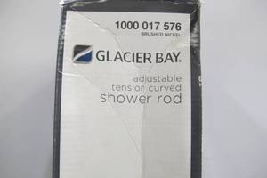 lot 416 image: Glacier Bay Rustproof 72 in. Adjustable Tension Mount Curved Shower Rod in Brushed Nickel