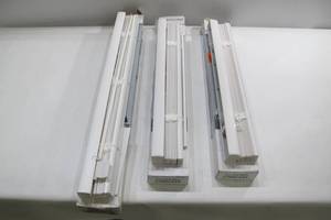lot 419 image: Lot of 3 Light Filtering Window Blinds in White 29x64in  23x72 In  23x64 In