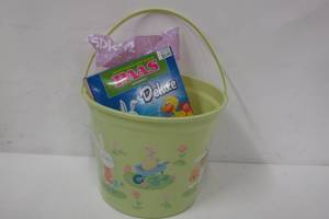lot 933 image: Jumbo Green Easter Themed Pail Set with 48 Refillable Eggs and an Egg Decorating Kit - NEW