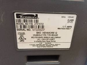 lot 143 image: Kenmore Whisper Belt Vacuum